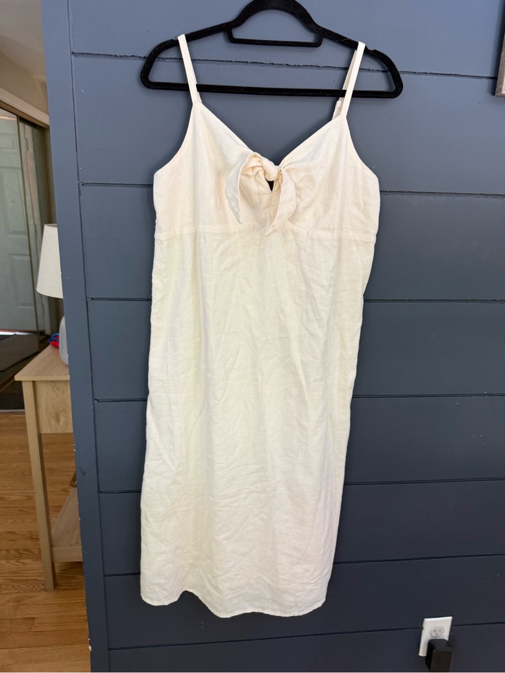 Linen blend old navy cream midi dress large